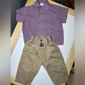 Vintage Sears Red and Blue Checkered Kids Shirt Matching Set